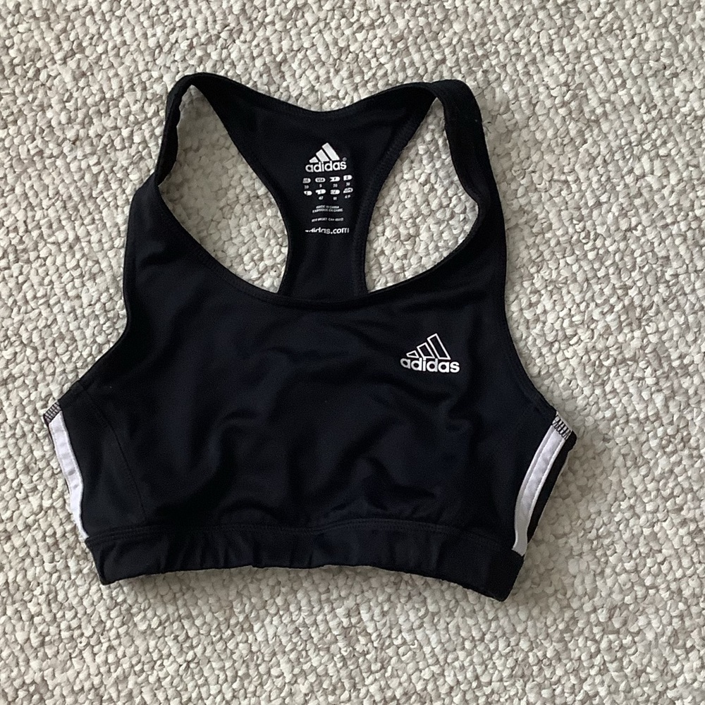 EUC Adidas Black Sports Bra Racerback Pullover S